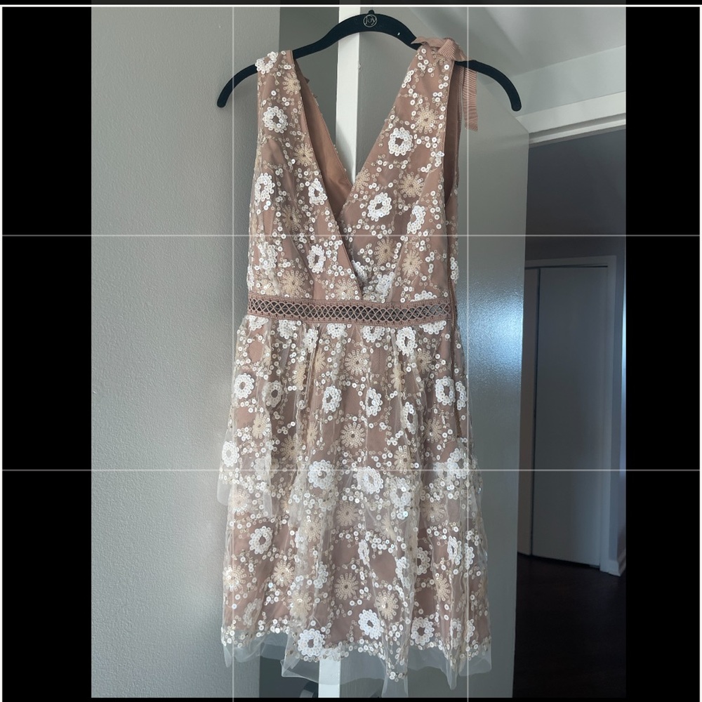 Self-Portrait Flower Sequin Tiered Mini Dress with tags